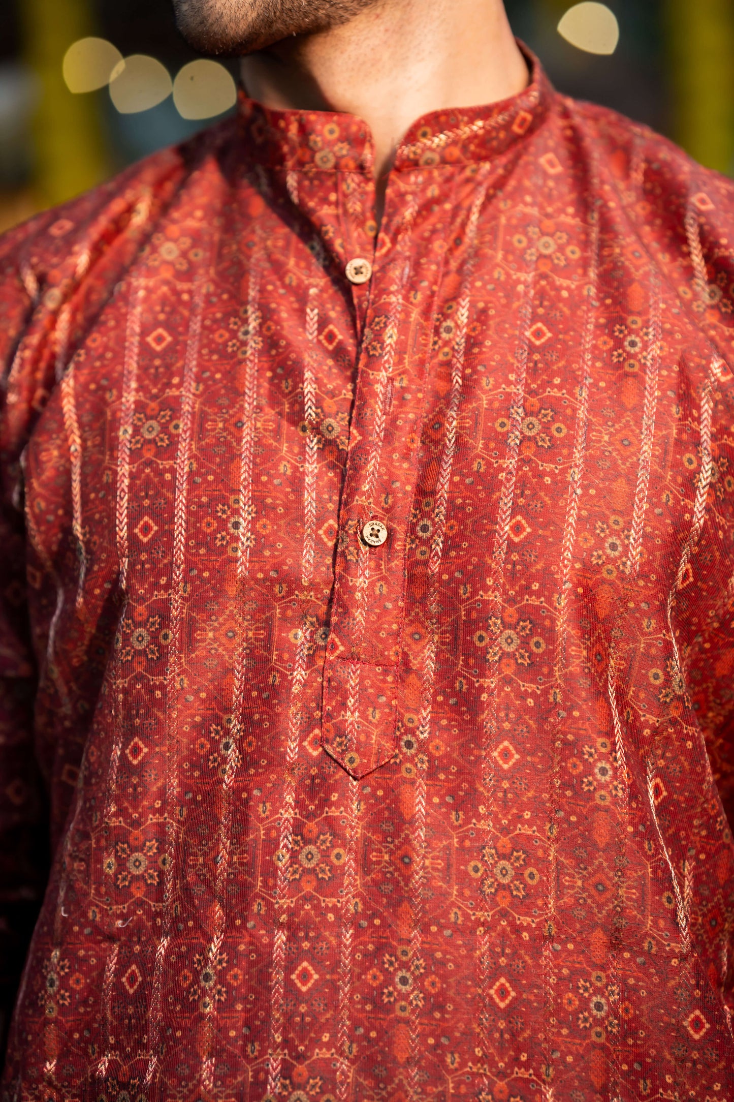 shasak clothing red zari work kurta