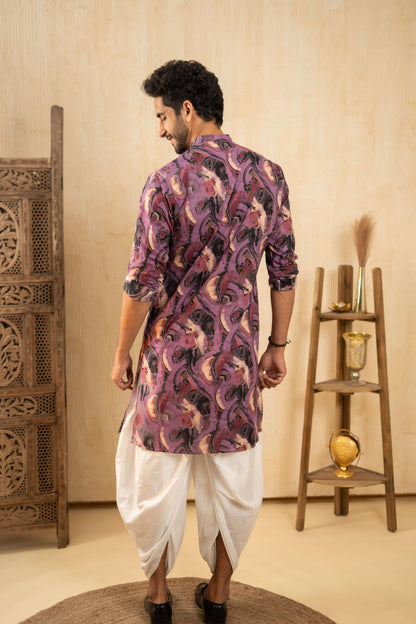 The Purple Long Kurta With Funky Tribal Print