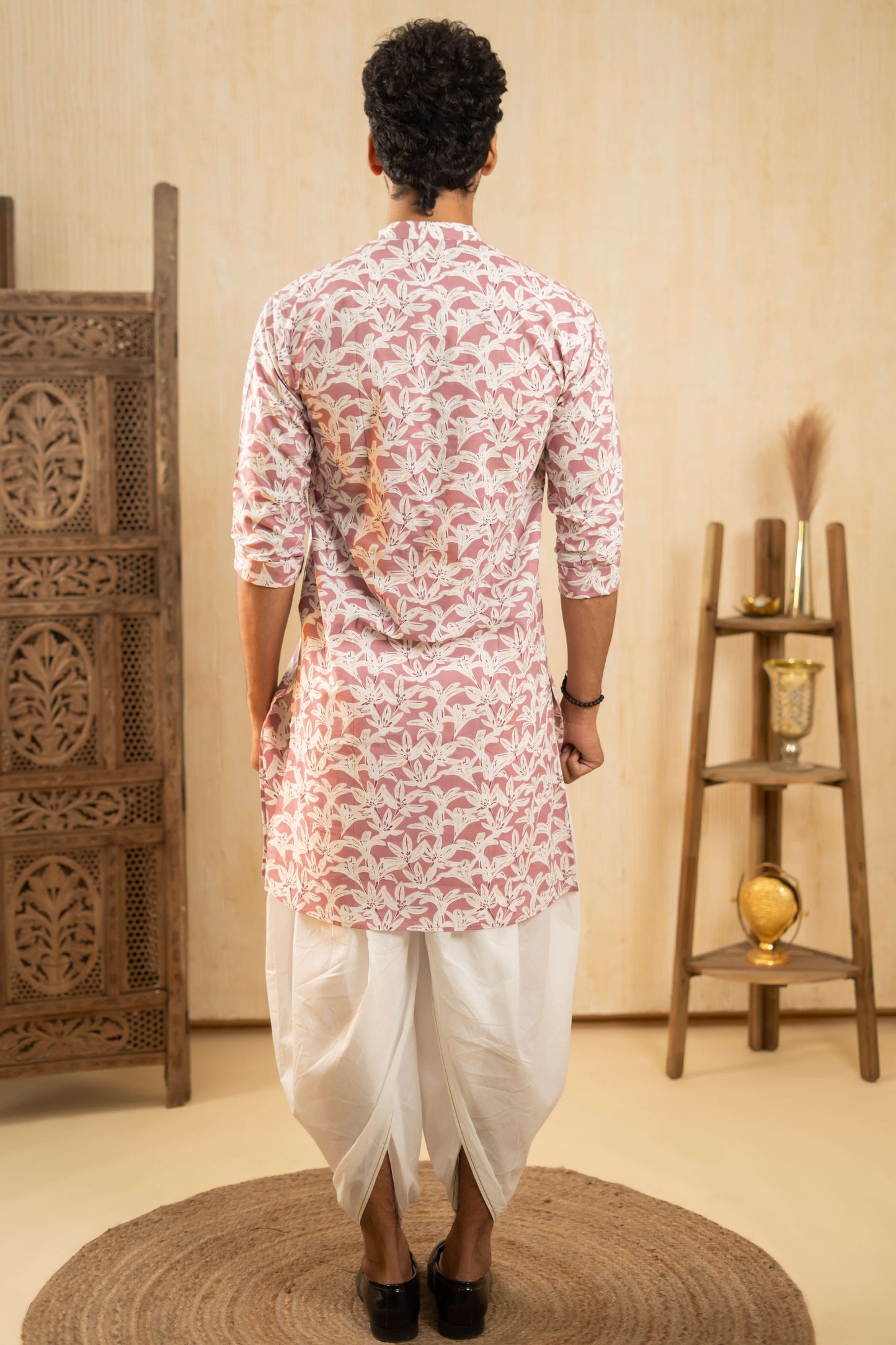 The Light Plum Long Kurta With White Floral Print