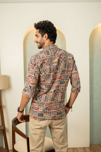 The Multicolor Patchwork Short Kurta With Kantha Work