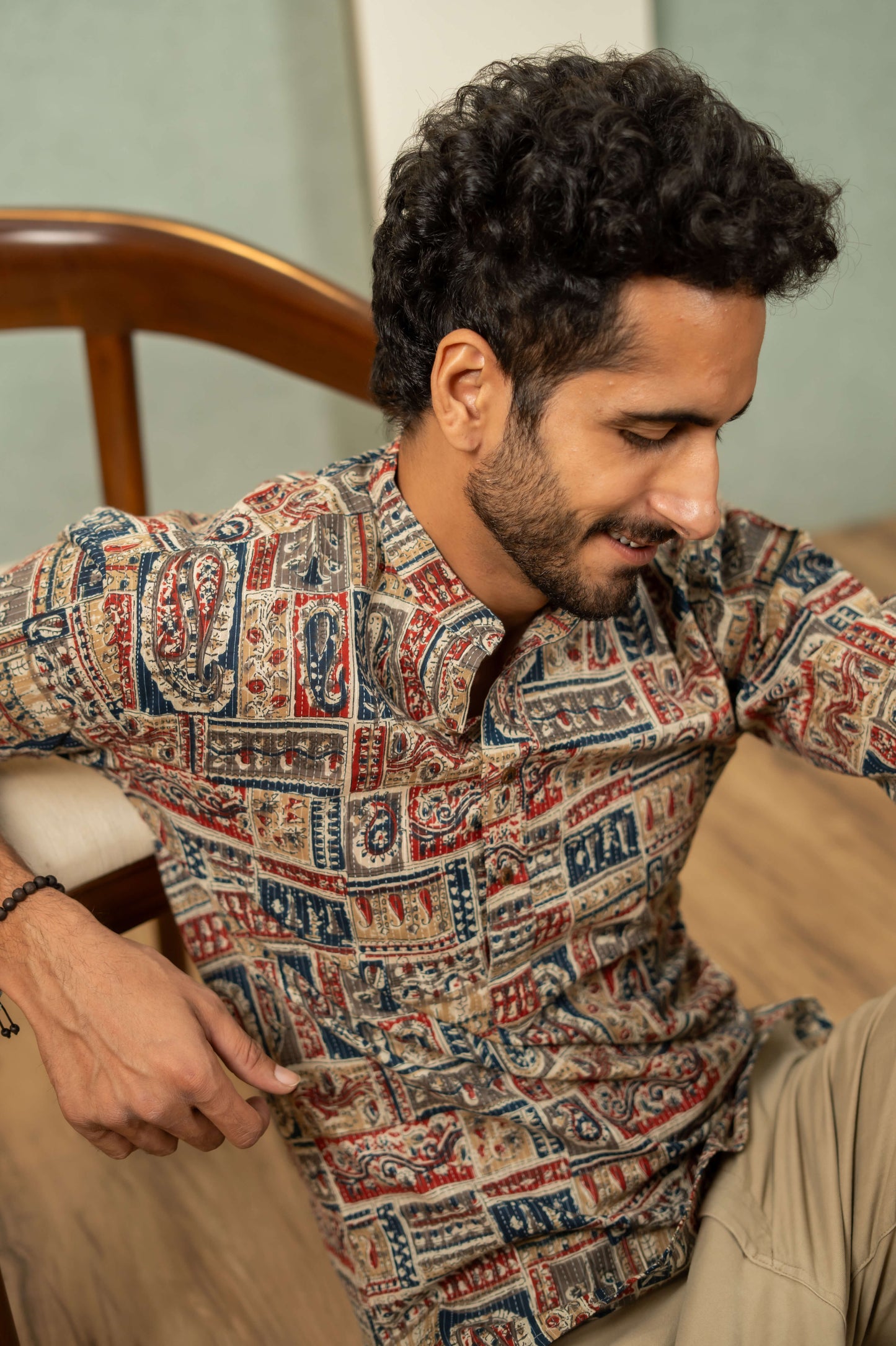 The Multicolor Patchwork Short Kurta With Kantha Work