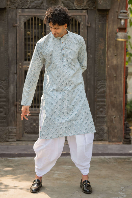 light blue long kurta for men