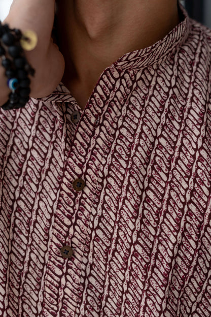 The Dark Wine Short Kurta With Tribal Stripe Print