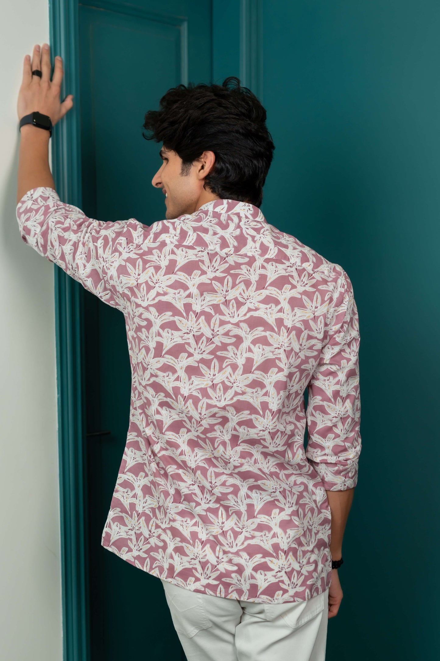 The Light Plum Short Kurta With White Flora Print