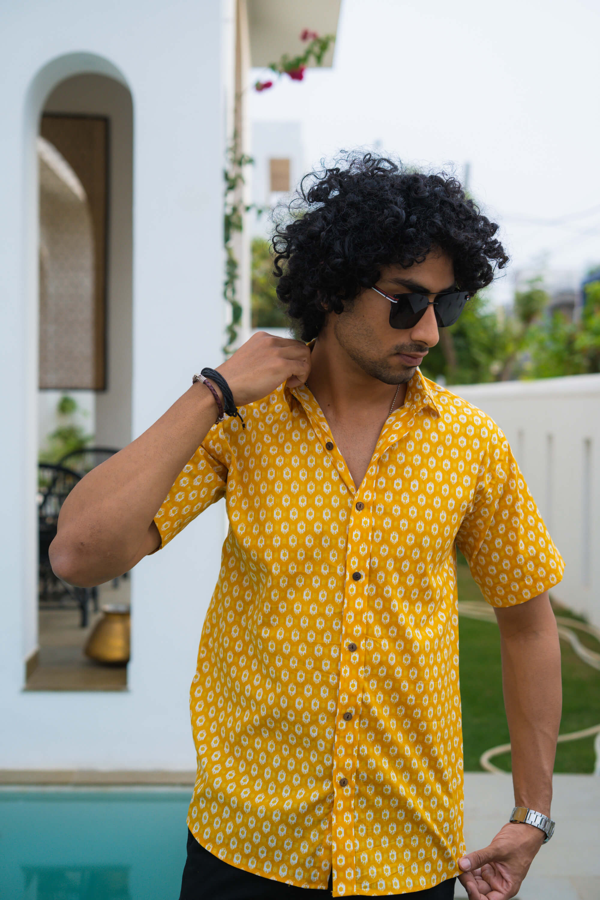 The Yellow All-Over Geometric Print Shirt For Men – Shasak