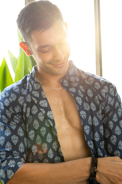 The Indigo Blue White Floral Print Shirt