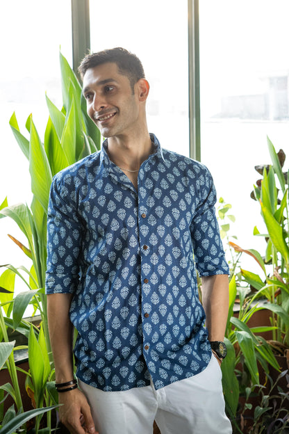 The Indigo Blue White Floral Print Shirt