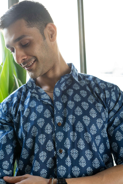 The Indigo Blue White Floral Print Shirt