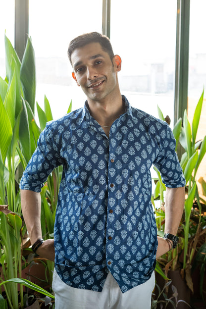 The Indigo Blue White Floral Print Shirt